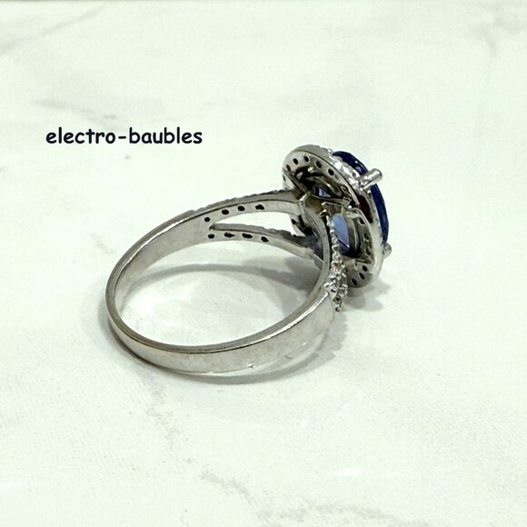 Estate $3500 2 Carat Periwinkle Tanzanite 14kt White Gold Halo Ring Sz 7 - Picture 6 of 11